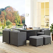Load image into Gallery viewer, Sojourn 9 Piece Outdoor Patio Sunbrella¨ Dining Set by Modway
