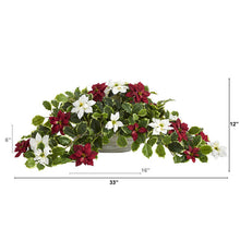 Load image into Gallery viewer, 33" Poinsettia and Variegated Holly Artificial Plant in Planter (Real Touch)