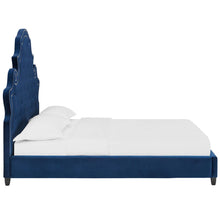 Load image into Gallery viewer, Valentina Tufted Nailhead Performance Velvet Queen Platform Bed by Modway