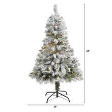 Load image into Gallery viewer, 4' Flocked White River Mountain Pine Artificial Christmas Tree w/ Pinecones