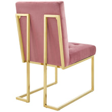 Load image into Gallery viewer, Privy Gold Stainless Steel Performance Velvet Dining Chair Set of 2 by Modway