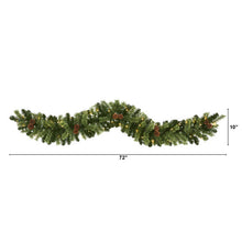 Load image into Gallery viewer, 6' Christmas Artificial Garland with 50 Multicolored LED Lights and Pine Cones