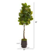 Load image into Gallery viewer, 68" Rubber Leaf Artificial Tree in Ribbed Metal Planter (Real Touch)