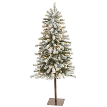 Load image into Gallery viewer, 4' Flocked Alpine Christmas Artificial Tree w/100 Lights/ 260 Bendable Branches