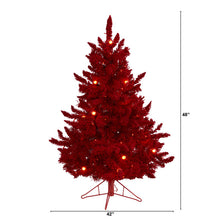 Load image into Gallery viewer, 4' Red Flocked Fraser Fir Artificial Christmas Tree