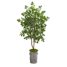 Load image into Gallery viewer, 57" Oak Artificial Tree in Vintage Metal Planter