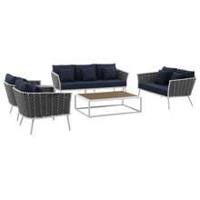 Load image into Gallery viewer, Stance 5 Piece Outdoor Patio Aluminum Sectional Sofa Set by Modway
