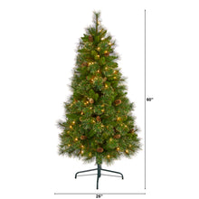 Load image into Gallery viewer, 5' Golden Tip Washington Pine Artificial Christmas Tree with 150 Clear Lights