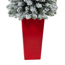 Load image into Gallery viewer, 4.5' Flocked Pencil Artificial Christmas Tree w/ 100 Clear Lights & 216 Bendable