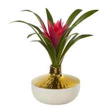 Load image into Gallery viewer, 13" Ginger Artificial Plant in Gold and Cream Elegant Vase