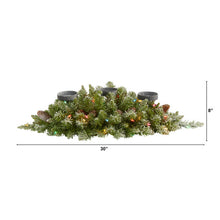 Load image into Gallery viewer, 30" Flocked Artificial Christmas Triple Candelabrum with 35 Multicolored Lights