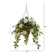 Load image into Gallery viewer, 3.5' Poinsettia and Variegated Holly Artificial Plant in Hanging Cone Basket