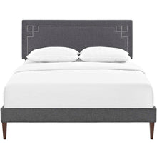 Load image into Gallery viewer, Ruthie Fabric Queen Platform Bed with Squared Tapered Legs by Modway