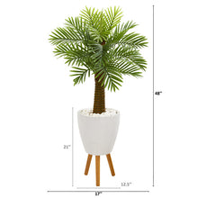 Load image into Gallery viewer, 48" Robellini Palm Artificial Tree in White Planter with Stand