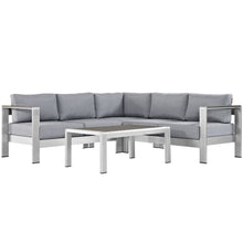 Load image into Gallery viewer, Shore 4 Piece Outdoor Patio Aluminum Sectional Sofa Set by Modway