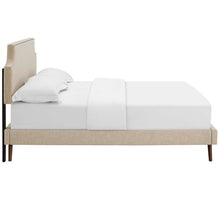 Load image into Gallery viewer, Corene Fabric Queen Platform Bed with Round Splayed Legs by Modway
