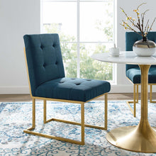 Load image into Gallery viewer, Privy Gold Stainless Steel Upholstered Fabric Dining Accent Chair by Modway