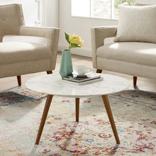 Load image into Gallery viewer, Lippa 28" Round Faux Marble Coffee Table with Tripod Base by Modway