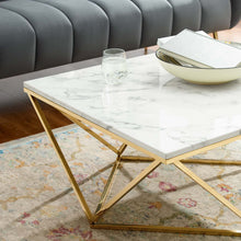 Load image into Gallery viewer, Vertex Gold Metal Stainless Steel Coffee Table by Modway