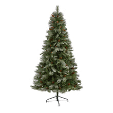 Load image into Gallery viewer, 7' Snowed French Alps Mountain Pine Artificial Christmas Tree