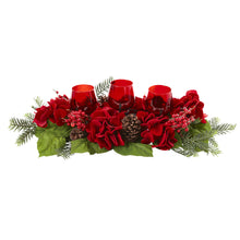 Load image into Gallery viewer, Triple Hydrangea Red Candelabrum