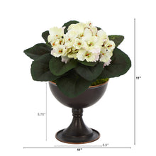 Load image into Gallery viewer, 11" African Violet Artificial Plant in Metal Chalice