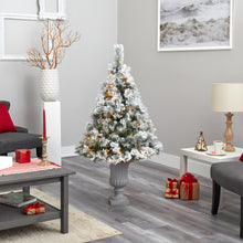 Load image into Gallery viewer, 56' Flocked Oregon Pine Artificial Christmas Tree w/ 100 Clear Lights