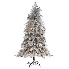 Load image into Gallery viewer, 6' Flocked Montana Down Swept Spruce Artificial Christmas Tree