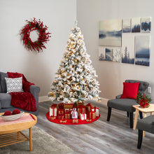 Load image into Gallery viewer, 7' Flocked White River Mountain Pine Artificial Christmas Tree w/ Pinecones
