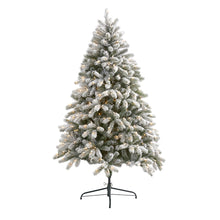 Load image into Gallery viewer, 6' Flocked South Carolina Spruce Artificial Christmas Tree w 450 Clear Lights