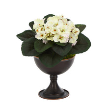 Load image into Gallery viewer, 11" African Violet Artificial Plant in Metal Chalice