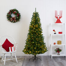 Load image into Gallery viewer, 6.5' Green Valley Fir Artificial Christmas Tree w/ 350 Clear LED Lights