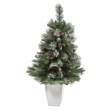 Load image into Gallery viewer, 3.5' Snowed French Alps Mountain Pine Artificial Christmas Tree w/ 135 Bendable