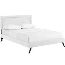 Load image into Gallery viewer, Ruthie Vinyl Queen Platform Bed with Round Splayed Legs by Modway