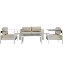 Load image into Gallery viewer, Shore 6 Piece Outdoor Patio Aluminum Sectional Sofa Set by Modway