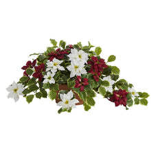 Load image into Gallery viewer, 26" Poinsettia and Variegated Holly Artificial Plant in Terra-Cotta Planter