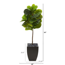 Load image into Gallery viewer, 4.5' Fiddle Leaf Artificial Tree in Black Planter (Real Touch)