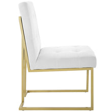 Load image into Gallery viewer, Privy Gold Stainless Steel Upholstered Fabric Dining Accent Chair by Modway