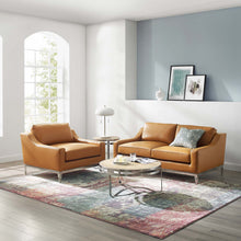 Load image into Gallery viewer, Harness Stainless Steel Base Leather Loveseat & Armchair Set by Modway