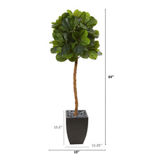 Load image into Gallery viewer, 64" Fiddle Leaf Artificial Tree in Black Planter (Real Touch)
