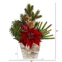Load image into Gallery viewer, 15" Poinsettia, Cactus and Succulent Artificial Arrangement in Christmas Tree