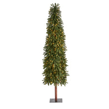 Load image into Gallery viewer, 7' Grand Alpine Artificial Christmas Tree with 400 Clear Lights w/Natural Trunk
