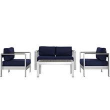 Load image into Gallery viewer, Shore 4 Piece Outdoor Patio Aluminum Sectional Sofa Set by Modway