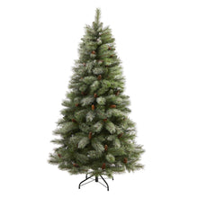 Load image into Gallery viewer, 6' Snowed French Alps Mountain Pine Artificial Christmas Tree