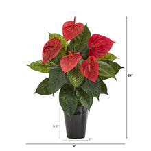 Load image into Gallery viewer, 23" Anthurium Artificial Plant in Black Planter