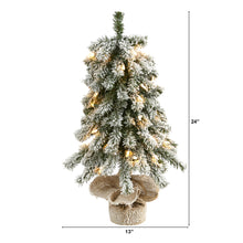 Load image into Gallery viewer, 2' Flocked Alpine Christmas Artificial Tree w/ 35 Lights, 92 Bendable Branches