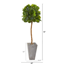 Load image into Gallery viewer, 70" Fiddle Leaf Artificial Tree in Cement Planter (Real Touch)