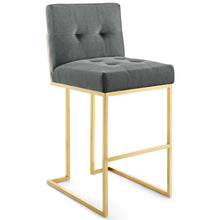 Load image into Gallery viewer, Privy Gold Stainless Steel Performance Velvet Bar Stool by Modway