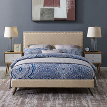 Load image into Gallery viewer, Macie Fabric Queen Platform Bed with Round Splayed Legs by Modway