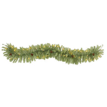 Load image into Gallery viewer, 6' Christmas Pine Artificial Garland w/50 Warm White LED Lights and Pine Cones